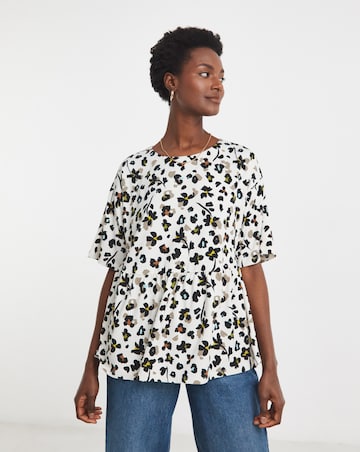 Crew Neck Short Sleeve Peplum T-Shirt