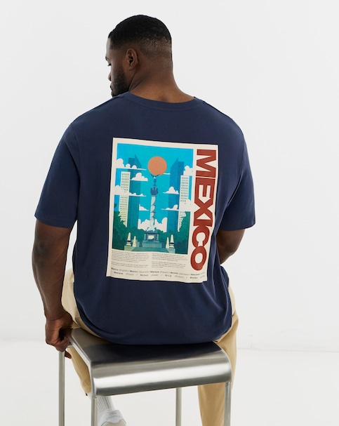 JACK & JONES Mexico Back Graphic T-Shirt - Navy