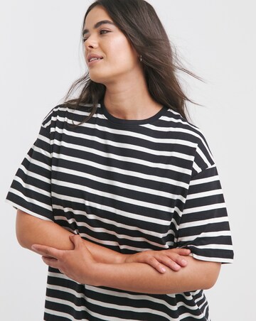 Mono Stripe Cotton Jersey Midi T-Shirt Dress