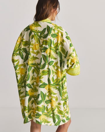 Border Print Open Kimono Beach Kaftan