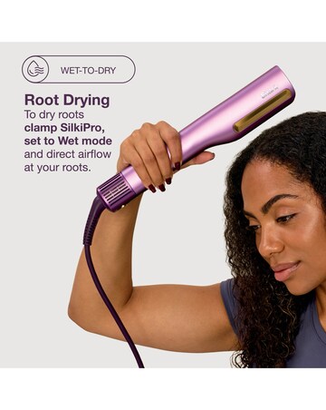 Shark SilkiPro Straight Hair Straightener + Dryer in One Tool HT401UKPU Purple