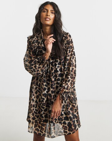 Simply Be Leopard Print Animal Swing Shirt Dress