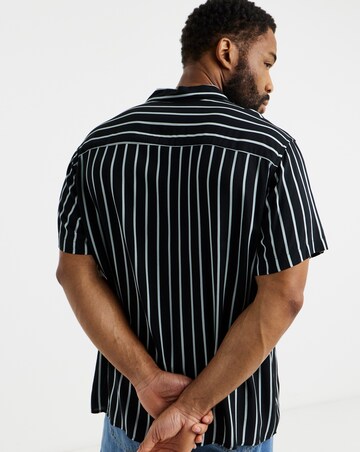 Jack & Jones Jeff Stripe Resort Shirt - Black/White
