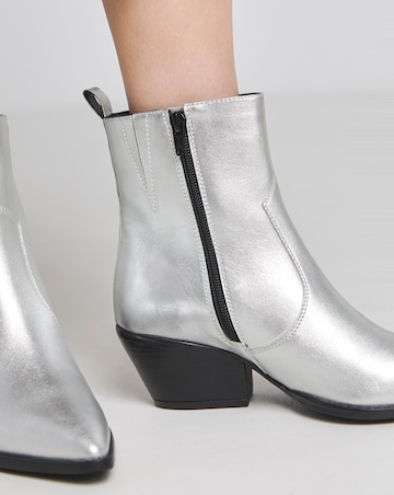 Katya Leather Pointed Chelsea Western Ankle Boots Wide E Fit