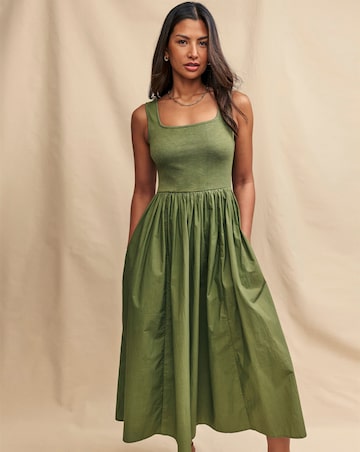 Nobody's Child Khaki Colorado Skater Midi Dress