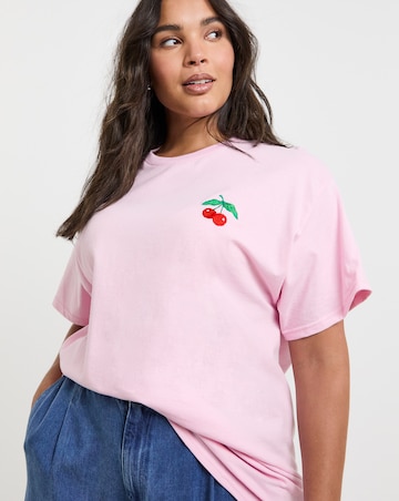 Simply Be Cherry Embroidered T-Shirt