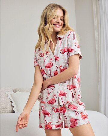 Chelsea Peers Organic Cotton V Neck Button Up Pyjama Short Set