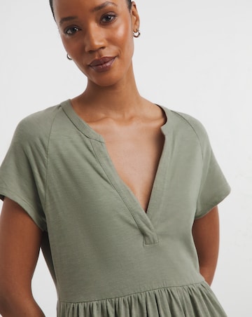 Notch Neck Jersey Smock Dress