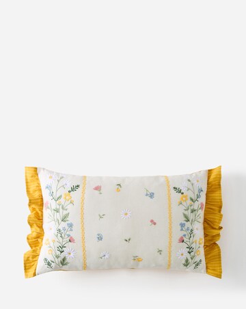 Olivia Embroidered Floral Ruffle Boudoir Cushion