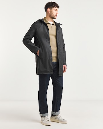 Black Rubberised Hooded Mac