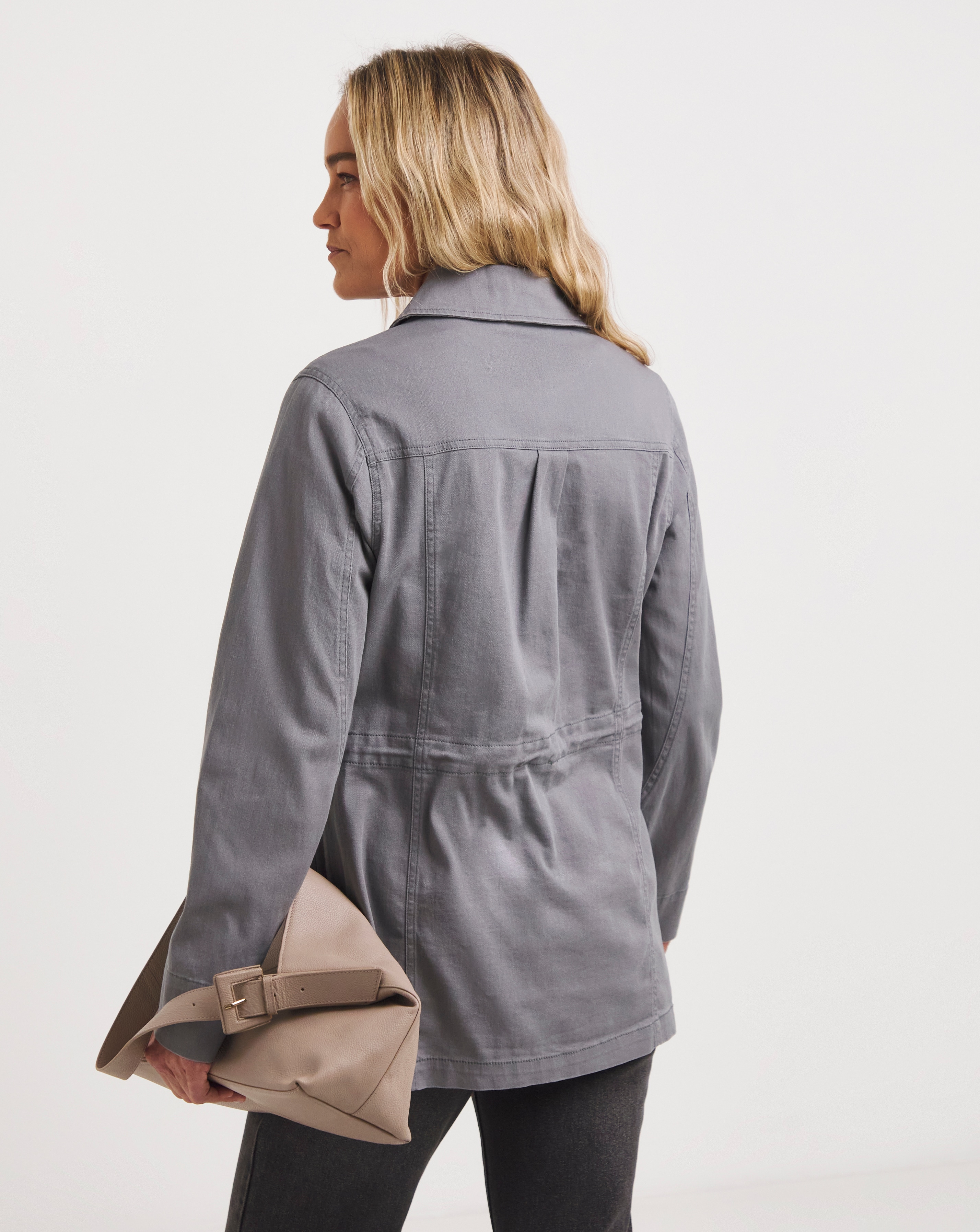 Washed Grey Stretch Utility Jacket | Ambrose Wilson