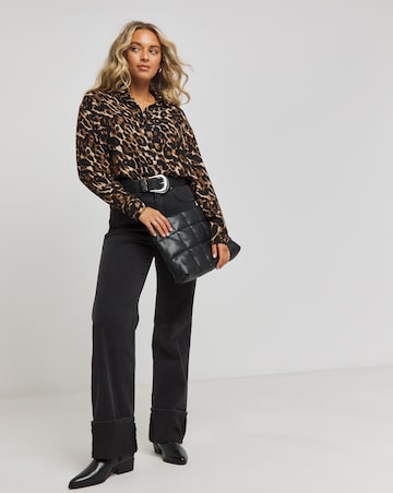Leopard Print Long Sleeve Relaxed Shirt