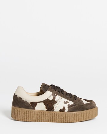 Beth Leather Chunky Lace Up Trainer - Wide Fit (E)