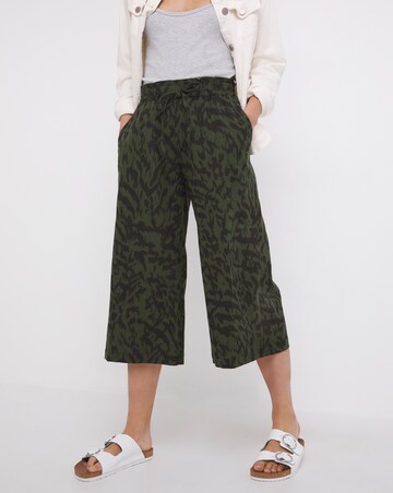 Animal Pull On Linen Mix Wide Leg Culotte