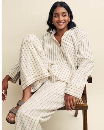 Nobody's Child Cream Pinstripe Wide Leg Trousers