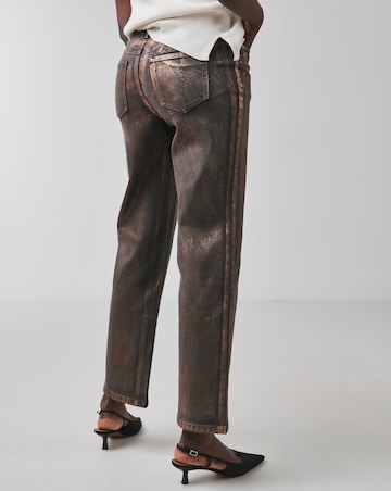 Copper Metallic Straight Leg Jeans