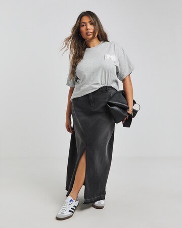 Grey Marl Lace Bow T-Shirt