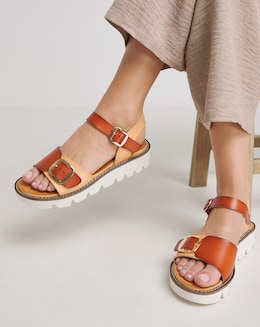 Heavenly Feet Trudy Buckle Strap Sandals Wide Fit