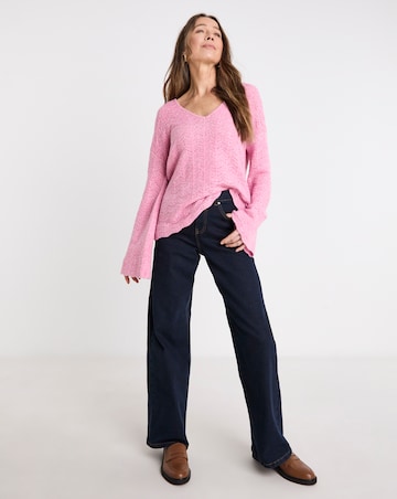 Pink Flute Sleeve Pointelle Top