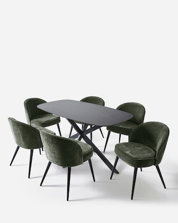 Brock Dining Table with 6 Emilie Chenille Chairs