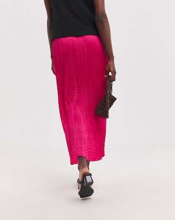 Bright Pink Crinkle Satin Skirt