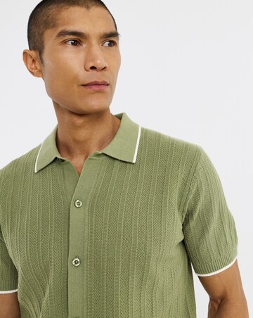 Button Through Texture Knitted Polo