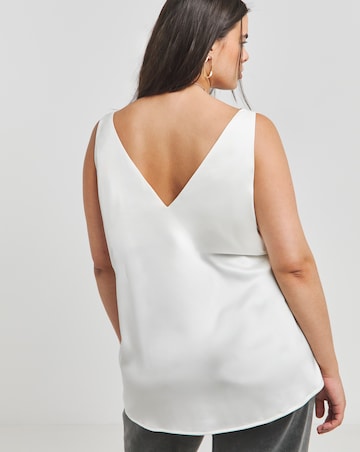 Ivory Sleeveless Criss Cross Satin Vest