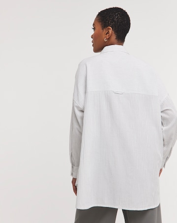 Washed Stripe Cotton Mix Long Sleeved Shirt