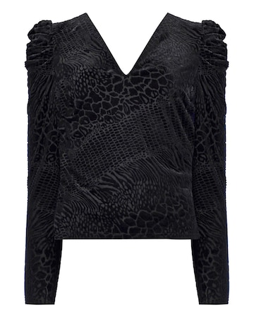Ro&Zo Animal Burnout Vee Neck Top