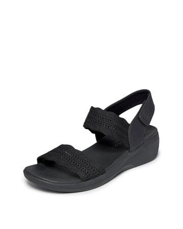 Skechers Arya Glitter Knit Sling Back Black Sandals - Standard Fit (D)