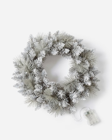 Grey Glitter Pre-Lit Christmas Wreath