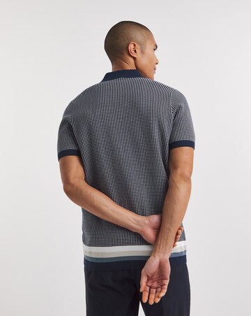 Navy Pattern Knitted Polo
