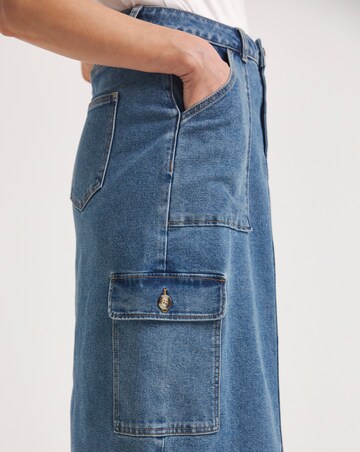 Mid Blue Split Front Cargo Skirt