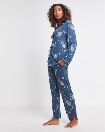 Viscose and Lace Button Through Pyjama Set