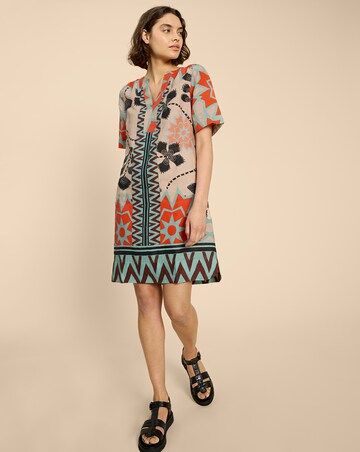 White Stuff June Linen Blend Shift Dress