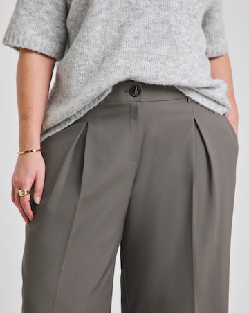 Simply Be Charcoal Tailored Pleated Wide Leg Trousers