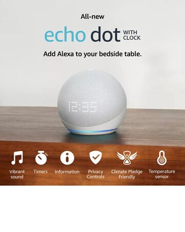 Amazon Echo Dot (5th Gen 2022) Smart Speaker with Clock & Alexa - Glacier White