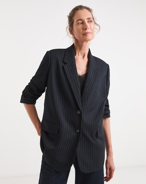 Navy Pinstripe Blazer