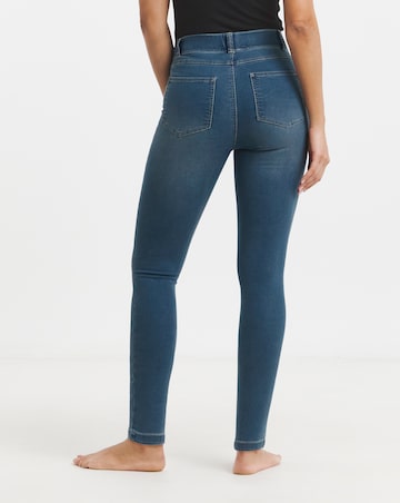 Amber Mid Blue Pull On Skinny Jeggings