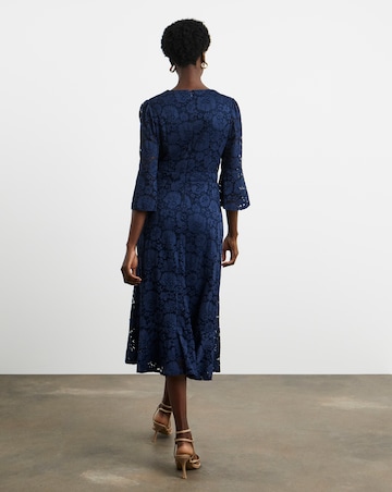 Joanna Hope Fluted Sleeve Stretch Lace Midi Dress