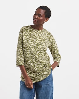 Longline Curved Hem 3/4 Sleeve Top