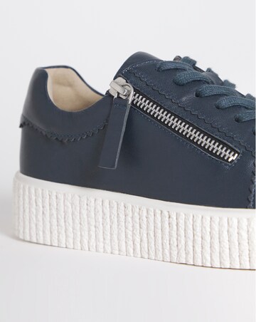 Quincy Side Zip Leather Trainer - Wide Fit (E)