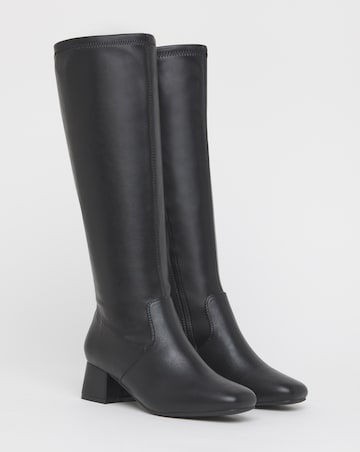 Claudia Block Heel Knee Boots - Extra Wide Fit (EEE) Super Curvy/Curvy Plus Calf