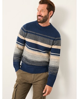 FatFace Calder Stripe Jumper (Regular &amp; Tall) - Navy