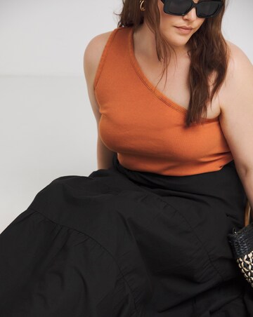 Simply Be Black Tiered Cotton Maxi Skirt