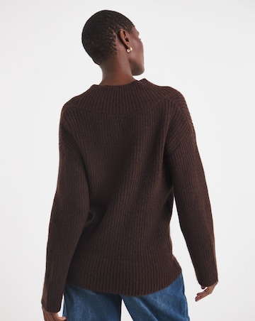 Chocolate Deep V Neck Knitted Jumper