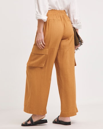 Tobacco Linen Wide Leg Utility Trousers