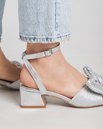 Isla Plisse Bow Low Heel Occasion Sandals Wide E Fit