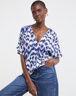 Printed Textured Crinkle Tunic Top
