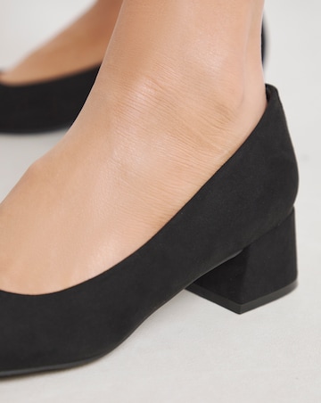 Heavenly Soles Catherine Low Block Heel Court Shoes - Wide Fit (E)